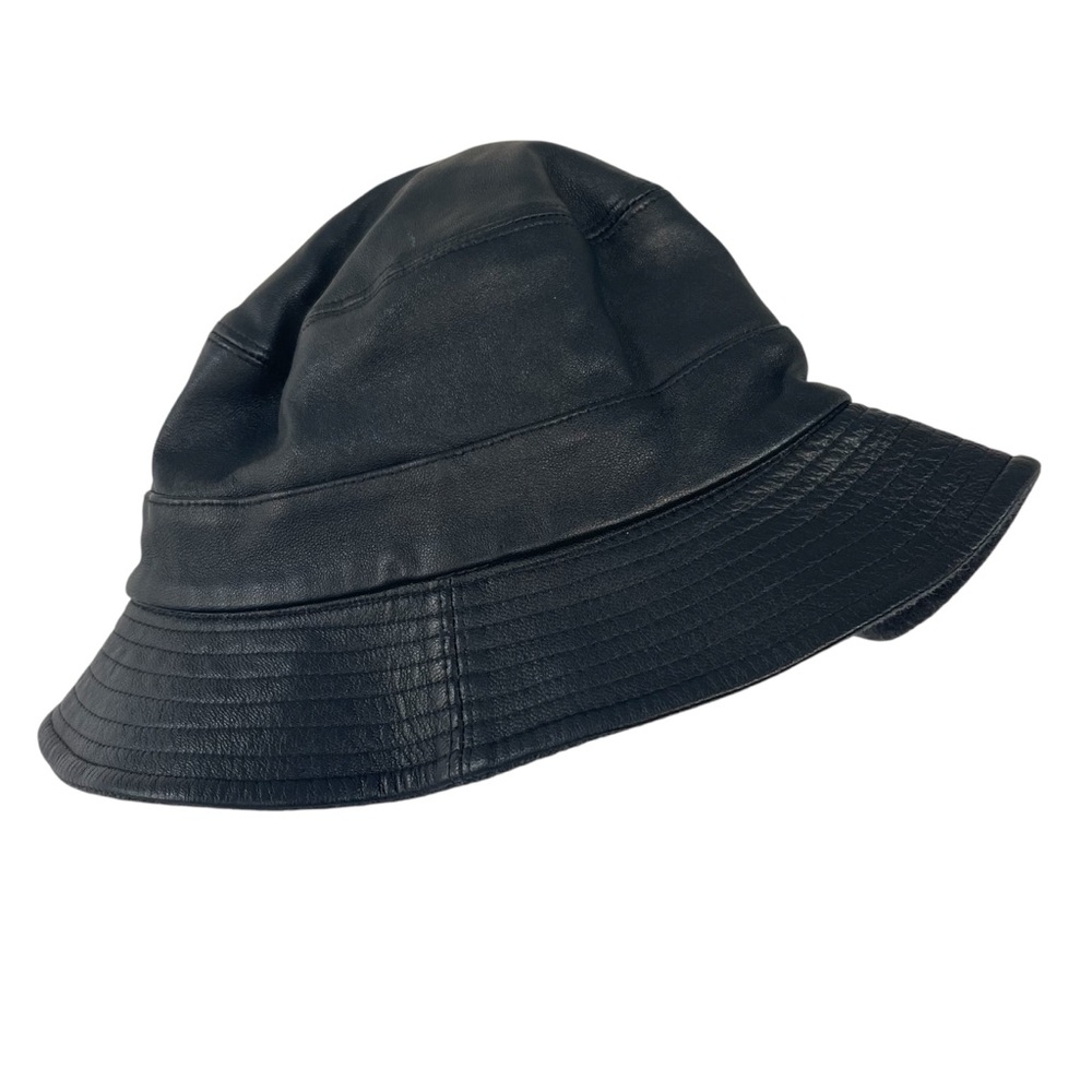 Vintage Bailey Black Leather Bucket Hat XL